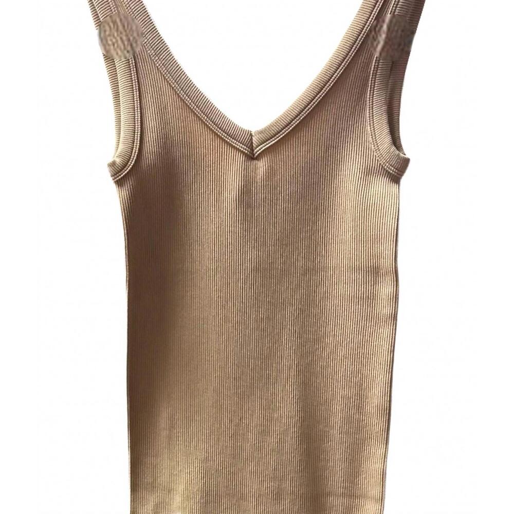 NEW DYNAMIC FASHION women's v neck ribbed tank dress in nude